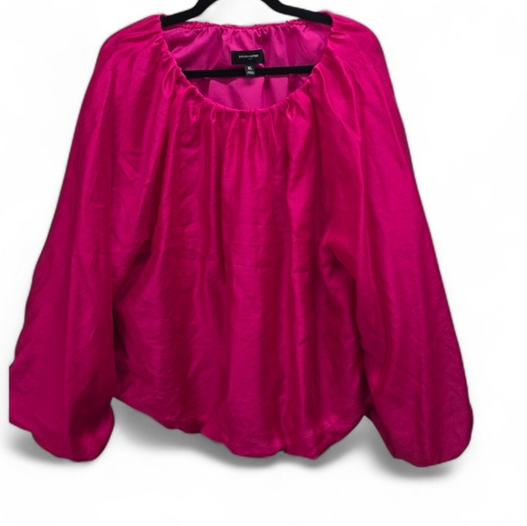 Banana Republic Tops - Banana Republic Pink Flowy Blouse XL Long Balloon Sleeve Peasant Boho Top Bold